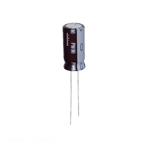 Condensador de Canal de Fabricante CAP ALUM 220UF 20% 63V RADIAL TH de Montaje a Orificio 220 uF UPW1J221MPD - Product Image 1