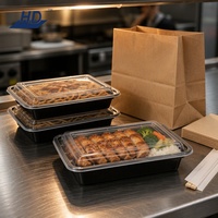 Boîte à lunch jetable en plastique HD de 32 oz de luxe avec couvercle pour les plats à emporter, la maison et les restaurants