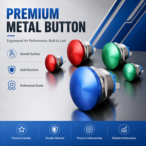 Interruptor de Botón Pulsador con Cabeza de Hongo Metálica IP65, de Acero Inoxidable, Control Momentáneo para Equipos Industriales - Product Image 1