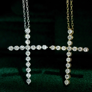Aazuo – bijoux réels en or blanc massif 18 carats, collier croix classique en diamant naturel, cadeau d'anniversaire pour femmes, cadeau de luxe Au750 - Product Image 4