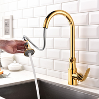 Keran Dapur Mewah Modern Dua Pegangan Bahan Stainless Steel Hitam dengan Inti Keramik untuk Air Panas/Dingin, Pemasangan Satu Dek