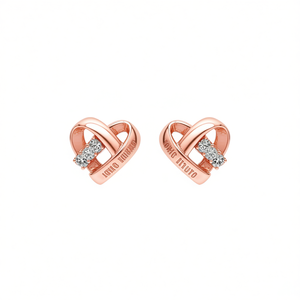 Pendientes de Corazón con Circonitas en Oro Rosa, Joyería de Moda para Mujer - Product Image 1