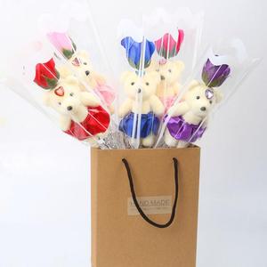 Rosa de jabón Multicolor de un solo oso para decoración del hogar, rosa de cumpleaños romántica, regalo creativo para el Día de San Valentín, suministros para decoración del hogar, 1 unidad - Product Image 3