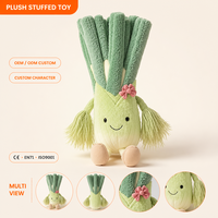 Peluche personnalisée en forme de ciboulette verte et rose avec nœud, idéale pour la décoration de supermarchés