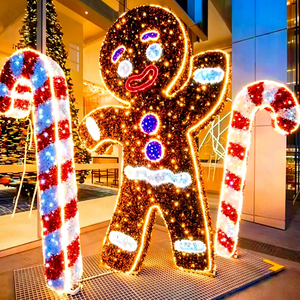 Décoration lumineuse LED personnalisée en forme d'homme en pain d'épices pour Noël, idéale pour les parcs, les centres de villégiature et les projets de paysagisme commercial de vacances - Product Image 1