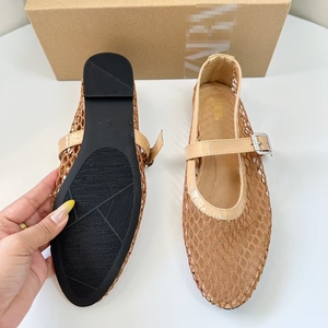 Scarpe da Donna ZA, Sandali alla Moda con Rete Traforata, Nuovo Stile Estivo con Fibbia Metallica, Punta Tonda, Suola Piatta, Scarpe Mary Jane con Taglio Basso - Product Image 4