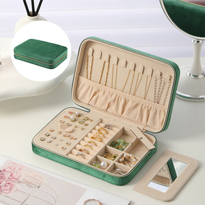 Scatola Porta <span class=keywords><strong>Gioielli</strong></span> Multifunzione in Velluto per Ragazze, con <span class=keywords><strong>Specchio</strong></span> Quadrato per Anelli, Collane, Orecchini, Orologi, Confezione Regalo per <span class=keywords><strong>Gioielli</strong></span> all'Ingrosso - Product Image 6