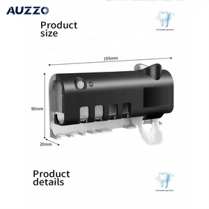 Soporte de pared inteligente para cepillos de dientes con esterilizador UV, dispensador automático de pasta de dientes sin perforaciones, organizador de baño para uso familiar - Product Image 6
