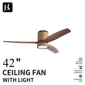 Ventilateur de plafond en bois naturel avec feuilles de jute, lumières LED et moteur DC moderne - design silencieux et élégant - Product Image 2