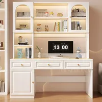 Bureau d'ordinateur moderne en bois massif avec étagère intégrée pour l'étude des étudiants ou le mur de la chambre des enfants pour la maison