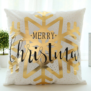 XM-803 Luxury Merry Christmas Flock Printed Soft Velvet Throw <strong>Pillow</strong> Covers with Gold <strong>Snowflakes</strong> and Zipper Closure - Product Image 2