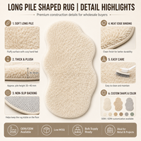 Tapis shaggy de luxe en fausse fourrure, forme irrégulière, poils longs de 35 mm, antidérapant, doux, pelucheux, écologique, pour chambre d'hôtel, grand format