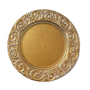 Assiette de Présentation en Plastique Doré Luxe Moderne et Durable, Motif Végétal, Lavable au Lave-Vaisselle pour <span class=keywords><strong>Horeca</strong></span>, Mariages et Événements (Vente en Gros) - Product Image 1