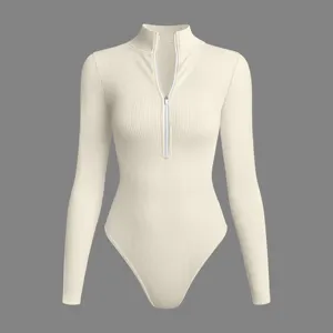 OQQ Nuevo Cuello Alto Top Deporte Monos Yoga Cremallera Gimnasio Ropa Mujeres Bodysuits