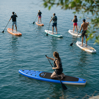 Planche de paddle gonflable de 11 pieds, ensemble complet trois pièces : pagaie, pompe, leash, aileron, sac à dos, kit de réparation, logo personnalisé, vente en gros