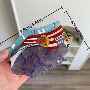 Pinza de pelo de acetato personalizada liberalismo de estilo americano, accesorios para el cabello empalmados de 9,8 cm para mujeres - Product Image 4