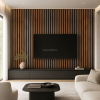 Panneau acoustique en fibre de polyester à lattes de bois, panneau mural décoratif absorbant le son pour l'intérieur des bureaux