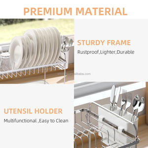 WIREKING, estantería de almacenamiento de cocina grande de 2 niveles, estantería para fregadero, estante para platos de acero inoxidable a prueba de polvo, estante de secado de platos - Product Image 5