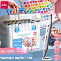 Deli 70816 stylo marqueur à base d'eau à double pointe Graffiti Fiber Set pour étudiant enfants aquarelle dessin plastique