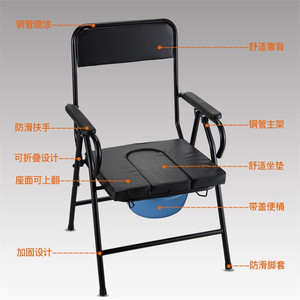 <b>Commode</b> <b>Chair</b> For Elderly Foldable With Seat Pad And Bucket For Home Use - Product Image 1