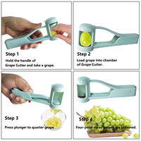 Ecologische handmatige multifunctionele druiven- en fruit snijder met roestvrijstalen messen, BPA-vrij plastic, vaatwasserbestendig, geschikt voor wortel en ui.
