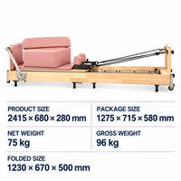 Reformer Pilates pliable en chêne commercial pour studio entraînement du tronc et gain de place