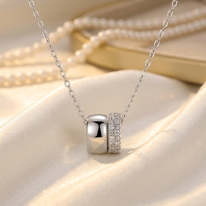 Collier pendentif double cercle en argent sterling 925 avec moissanite pour <span class=keywords><strong>femme</strong></span>, chaîne de clavicule, bijoux minimalistes tendance, cadeau - Product Image 2