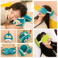 Oreiller de voyage multifonctionnel et masque pour les yeux, oreiller en U 2-en-1, pour les voyages en avion, la maison, le bureau, oreiller pour la sieste, accessoire de peluche