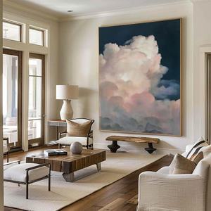 Peinture contemporaine texturée, peinture sur toile, paysage nuageux éthéré, art mural élégant pour la maison et la galerie - Product Image 2