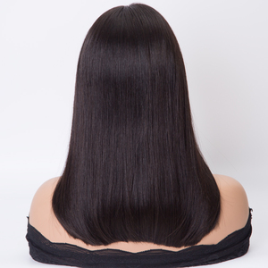Perruque Lace Front Mono Top Sans Colle pour Débutantes, Bob Lisse Soyeux Noir Naturel 14 pouces, avec Sangles Réglables et Fixations Auriculaires pour un Ajustement Sûr - Product Image 3