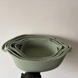 Juego de 5 Cestas de Cuerda de Algodón Natural, Cestas de Almacenamiento Tejidas Estilo Escandinavo, Organizadores Seguros para Bebés con Asas Reforzadas - Product Image 4