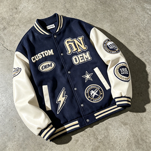 <span class=keywords><strong>Giacca</strong></span> Varsity da Baseball <span class=keywords><strong>Oversize</strong></span> per Uomo <span class=keywords><strong>in</strong></span> <span class=keywords><strong>Pelle</strong></span> PU con Maniche <span class=keywords><strong>in</strong></span> Ciniglia e Ricamo, 600 GSM, Streetwear Personalizzato OEM - Product Image 1