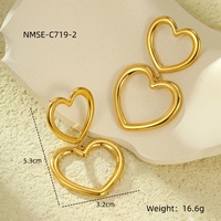 Set anting-anting hati Hari Valentine klasik, Set perhiasan hadiah sederhana emas tahan air hipoalergenik