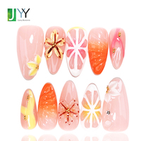 Faux ongles en gel 3D personnalisables, forme amande moyenne, avec logo, en acrylique, faits à la main, vente en gros