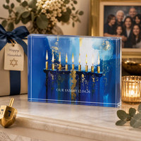 Cadeau personnalisé pour Hanouka, bloc de menorah en acrylique transparent, impression UV, ornement de Hanouka en lucite, bénédiction juive, ornement de fête