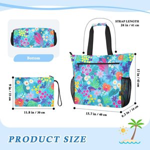 Bolsa de Viaje de Poliéster Impermeable Grande y Duradera 2 en 1 con Estampado Floral Colorido, Bolsa de Playa para Mujer con Bolsa Adicional - Product Image 2