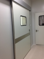 Pintu Geser Manual Baja Lapis Bubuk untuk Ruang Bersih Interior Industri Modular Kustom, Bebas Debu, untuk Rumah Sakit dan Elektronik