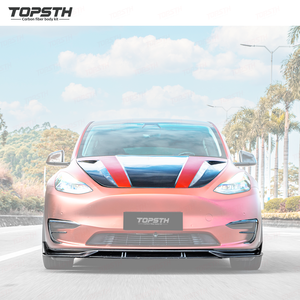 Kit carrosserie en fibre de carbone sèche pour <span class=keywords><strong>Tesla</strong></span> Model Y 2021-2024 – Kit de mise à niveau extérieur complet : Lame avant, jupes latérales, diffuseur arrière, aileron - Product Image 3