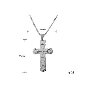 Men's Stainless Steel <b>Cross</b> Pendant Necklace Geometric Design Punk Style Gift 12082 - Product Image 4