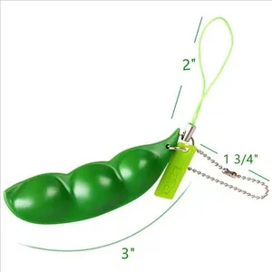 Nieuwigheid Speelgoed Knijpen Edamame Speelgoed Bonen Duw Pop Sleutelhanger Erwten Pop Kids Fidget Speelgoed Sleutelhanger