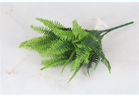 Moderne Nouveau Style 7 Branches Pas Cher Vraie Touche Vert Plantes En Plastique Artificielles En Soie Feuille Clôture Persan Feuilles