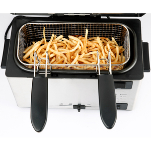 Friteuses industrielles électriques à double cuve pour frites de pommes de terre, poulet et autres aliments, avec deux réservoirs et double comptoir - Product Image 4
