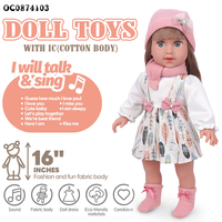 Poupée de mode en coton pour bébé avec corps en silicone, mains et pieds, 16 pouces, avec de longs cheveux pour les filles, jouet pour bébé