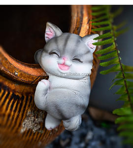 Ornamenti personalizzati su ordinazione della statua della resina del vaso del fiore del gatto carino adatti a paesaggio esterno del giardino e ad appendere il serbatoio di pesce - Product Image 4