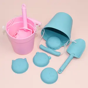 New Design Custom Logo Summer Sand Bucket Beach Baby Toys Set Eco Soft Silicone Game Play for Kids DIY Wholesale