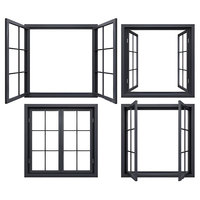 Ventana Abatible de Estilo Europeo Moderno con Marco de Aleación de Aluminio y Paneles de Vidrio Templado para Casa en Florida