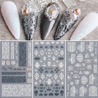 Autocollants à ongles en acrylique en relief 5D, breloques en filigrane, ligne d'or, glissières, bijoux, Design sculpté, outil de décoration de mariage
