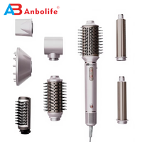 Anbolife Brosse à cheveux LED 1200W BLDC à revêtement céramique, multi-températures, multi-accessoires, 110 000 tr/min, ensemble sèche-cheveux 1 an de garantie