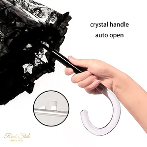 <span class=keywords><strong>Parapluie</strong></span> <span class=keywords><strong>transparent</strong></span> blanc semi-automatique avec poignée en cristal RST, <span class=keywords><strong>parapluie</strong></span> de décoration de <span class=keywords><strong>mariage</strong></span> en forme de dôme - Product Image 3