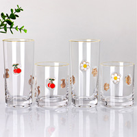 Verre à eau en cristal de Noël en forme de fleur de dessin animé en or stéréo 3D personnalisé